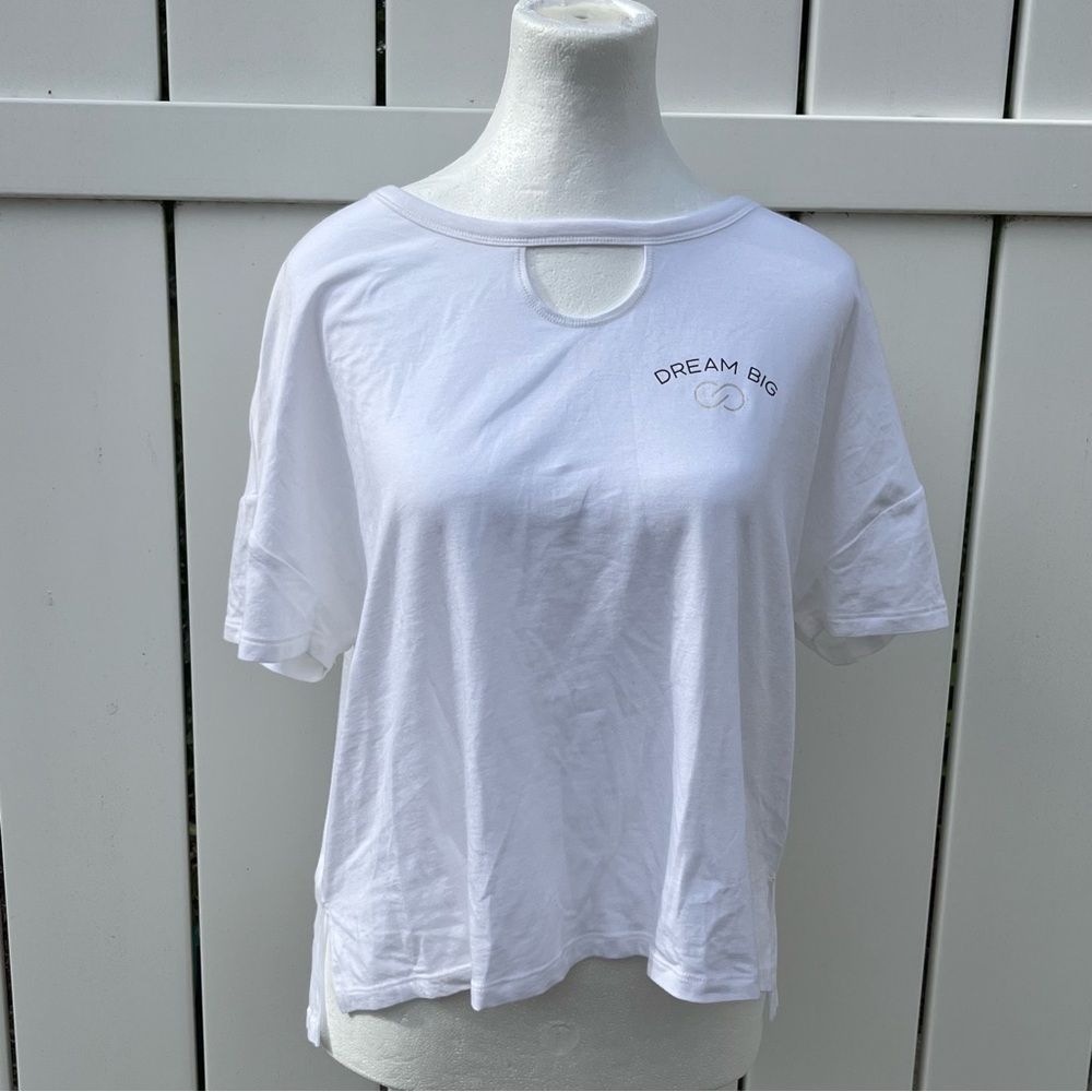 CALIA White Crop Cut Out Short Sleeve T-Shirt